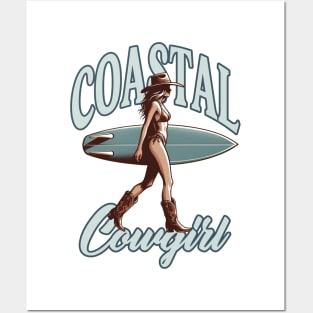 Coastal Cowgirl Surfer Posters and Art